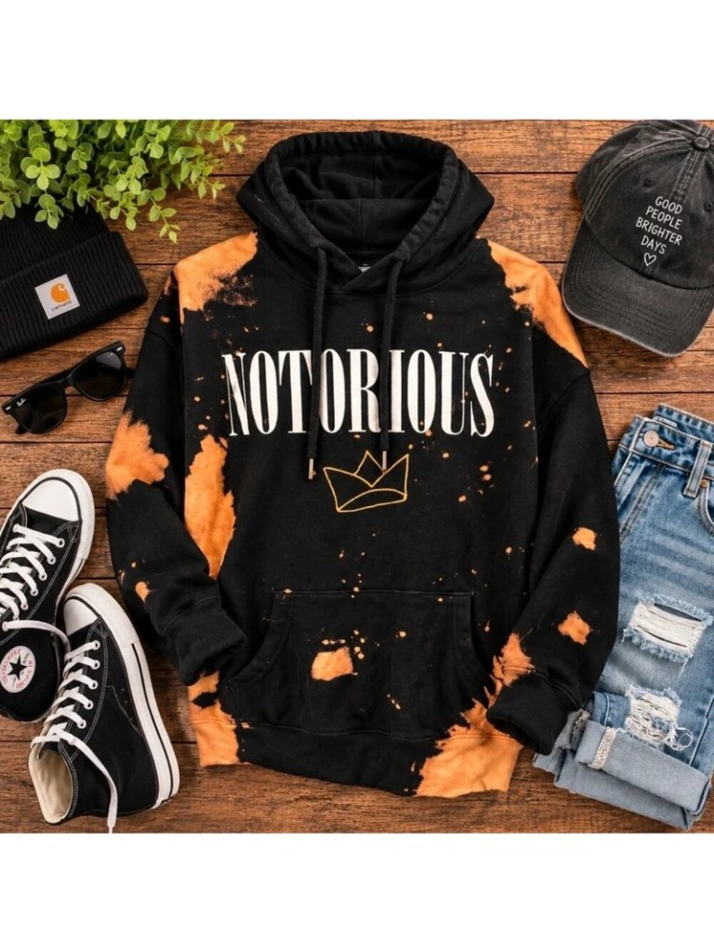 Black Keys "Notorious" Bleach Splatter Hoodie – Size Large